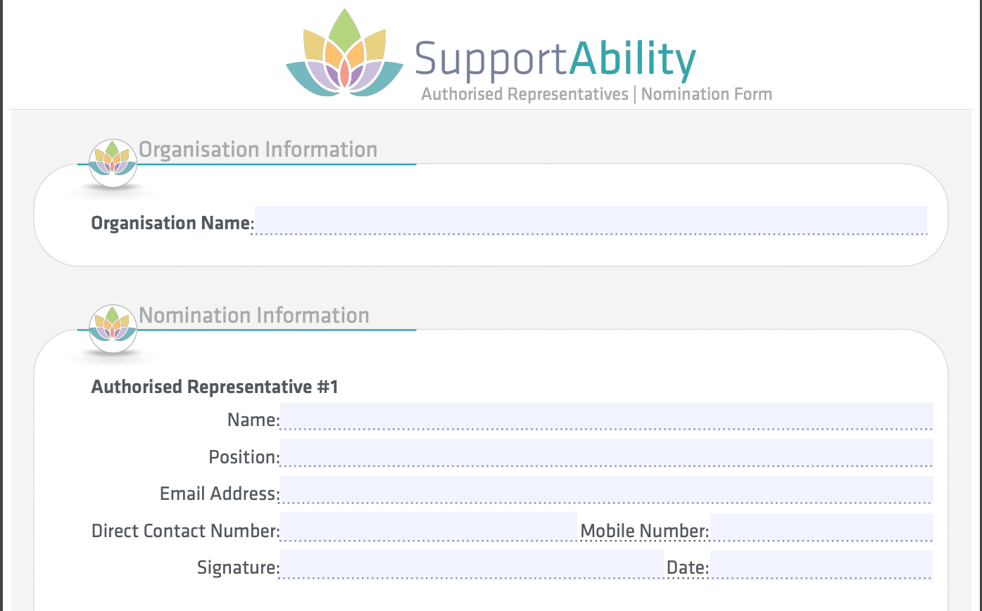 Authorised Representatives SupportAbility Knowledge Base