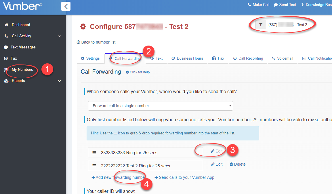 How do I add or change the number calls are forwarded to?