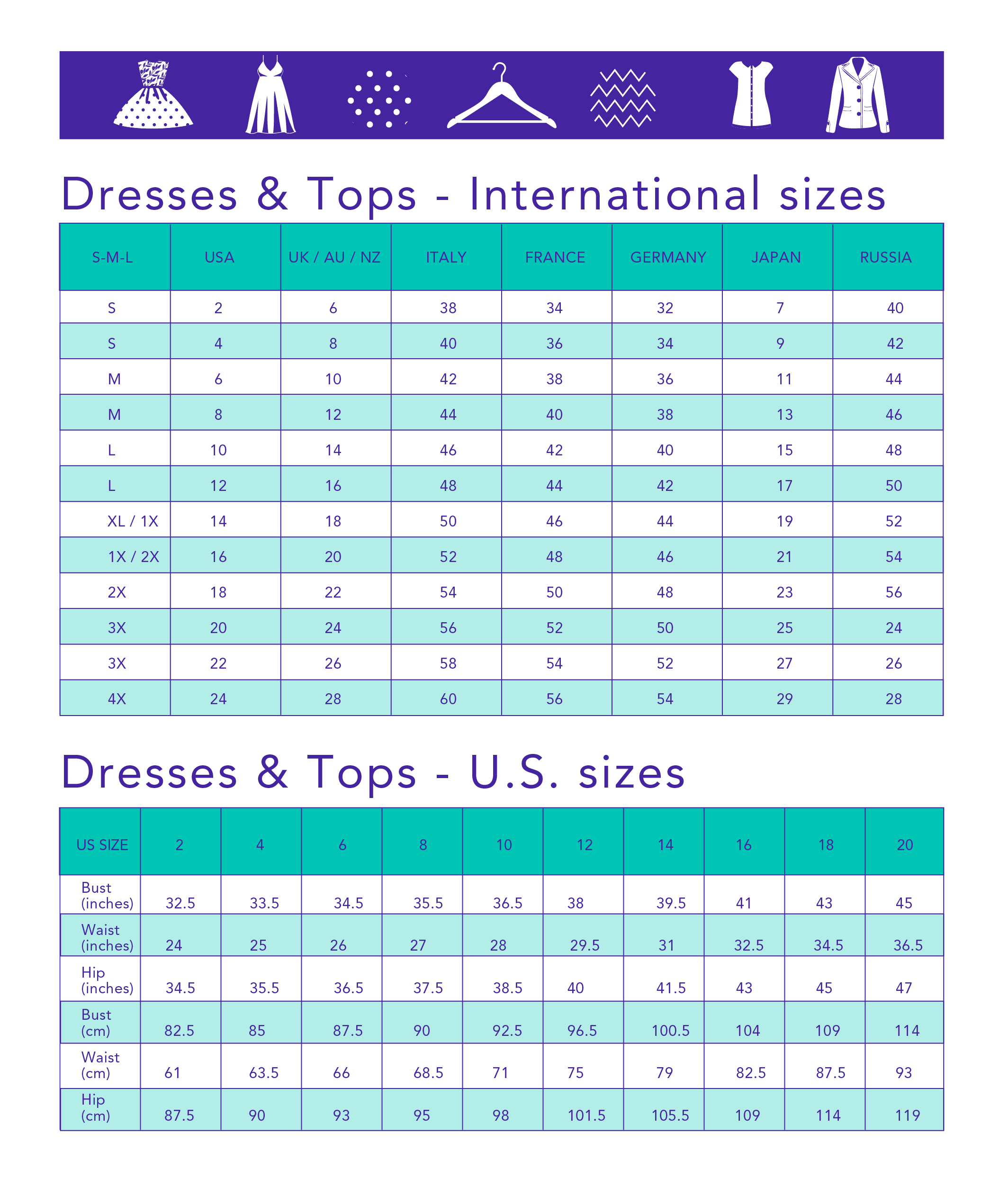 What is the apparel size conversion? EN Tophatter Knowledge Base