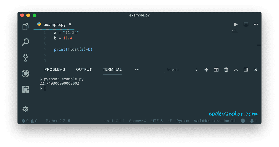 Convert string to float in python CodeVsColor