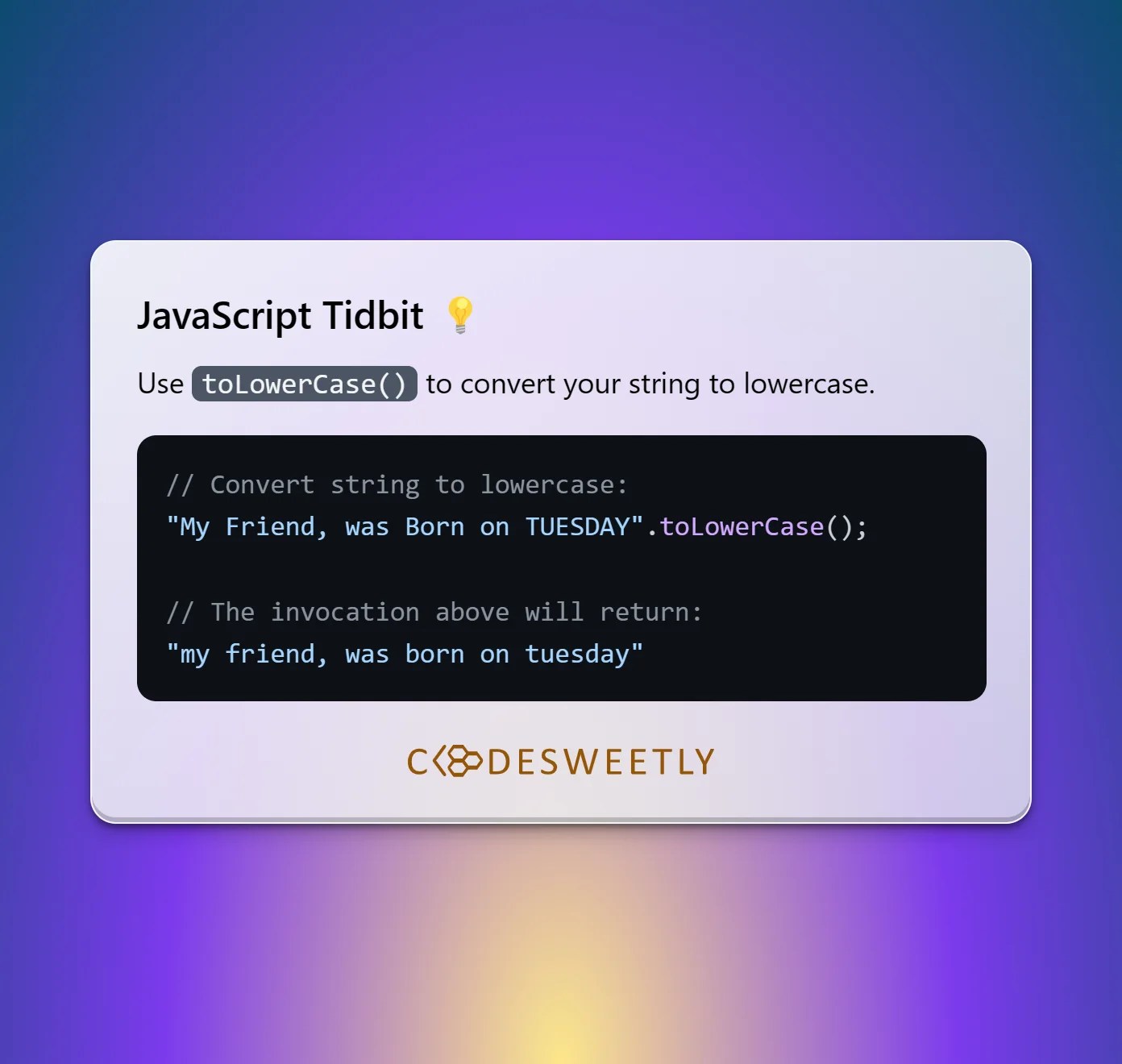 toLowerCase() in JavaScript How to Convert String to Lowercase