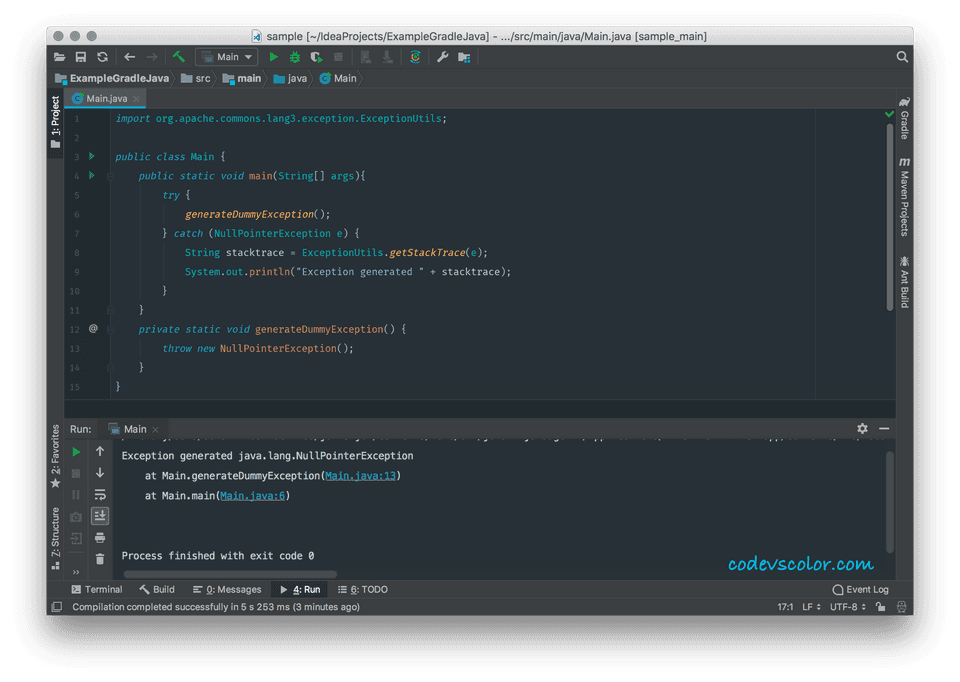 How to convert stacktrace to string in Java CodeVsColor