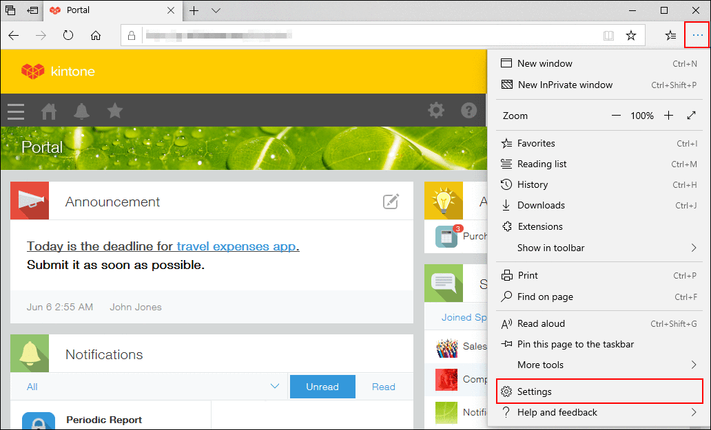 Setting up Your Microsoft Edge Kintone Help List