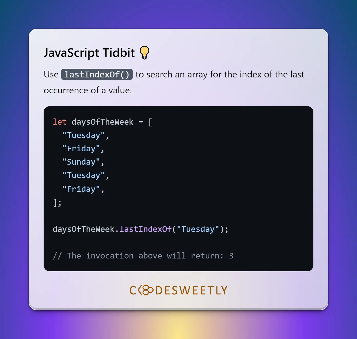 lastIndexOf() Array Method in JavaScript Explained CodeSweetly