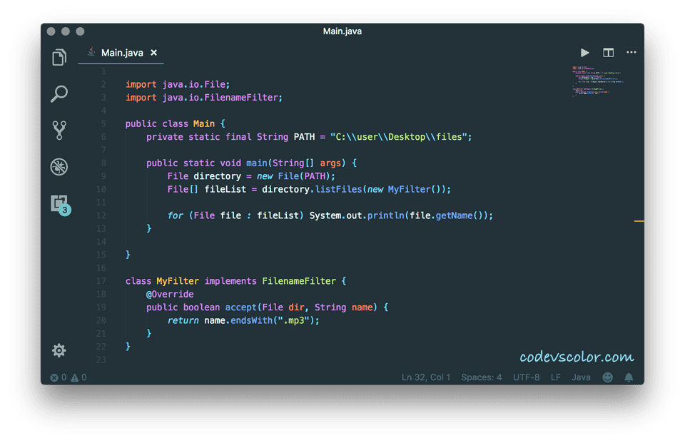 Java example to filter files in a directory using FilenameFilter