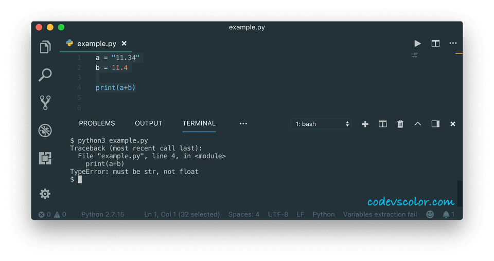 Convert string to float in python CodeVsColor