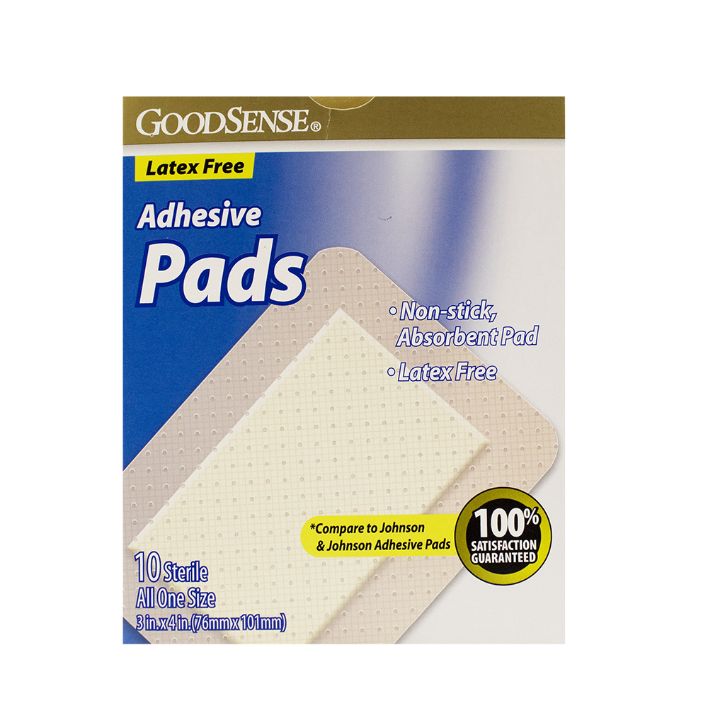 GoodSense® Latex Free Adhesive Pads, 10 (3"x4") pads
