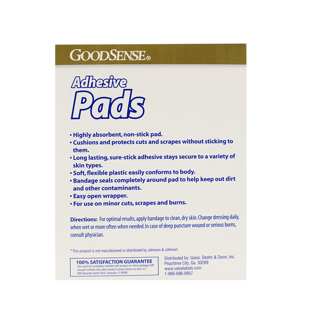 GoodSense® Latex Free Adhesive Pads, 10 (3"x4") pads