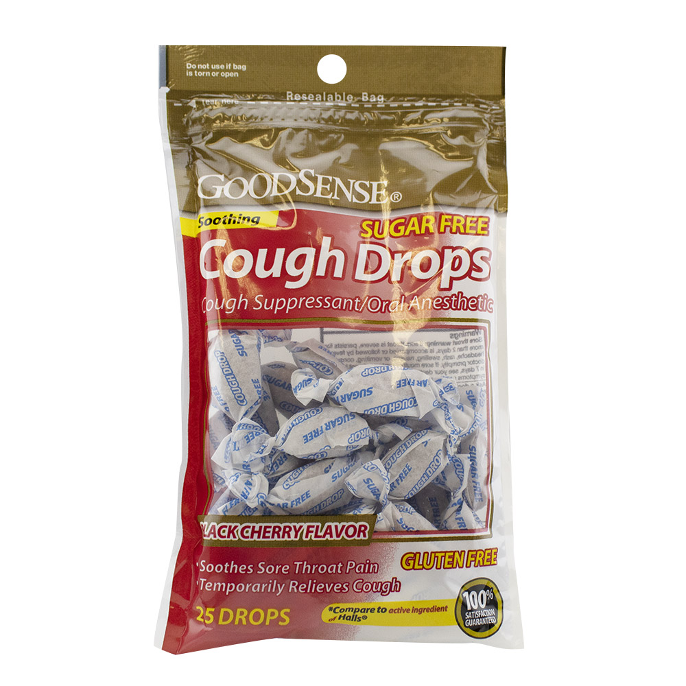 GoodSense® Cough Drops, Sugar Free, Black Cherry Flavor, 25/ea