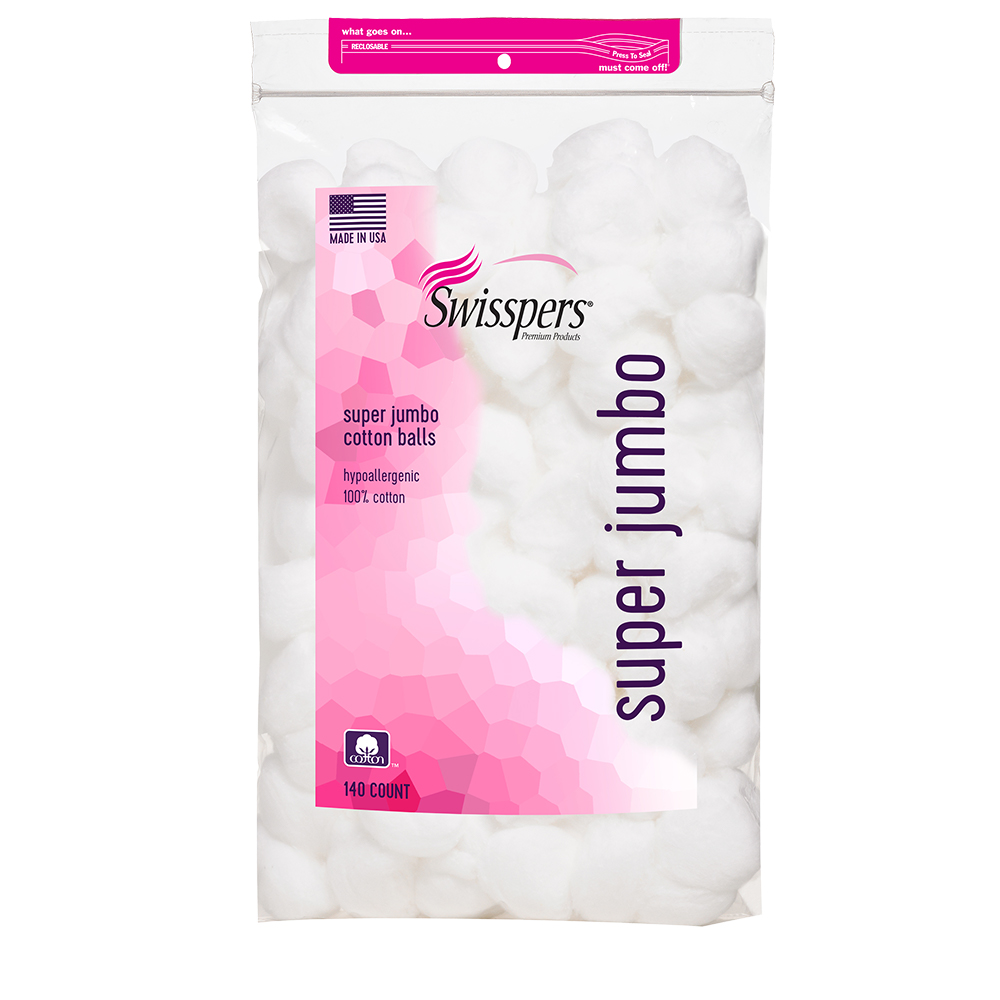 Swisspers® Premium Cotton Super Jumbo Cotton Balls, 140/ea
