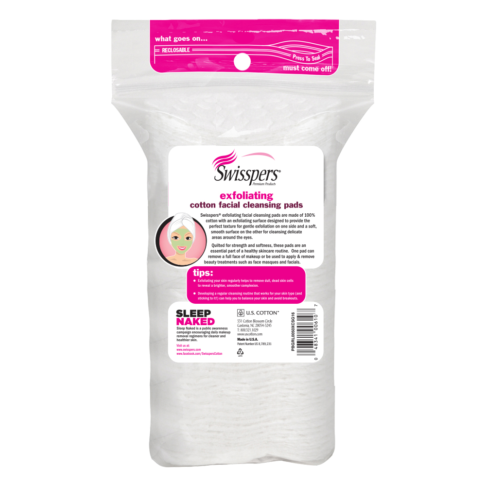 Swisspers® Exfoliating Cotton Facial Cleansing Pads, 50 ea