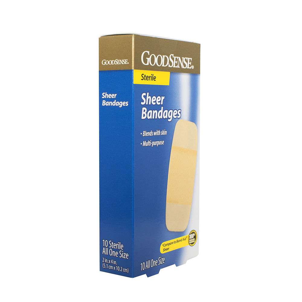 GoodSense® Sterile Sheer Bandages, Extra Large, MultiPurpose, 10 ea