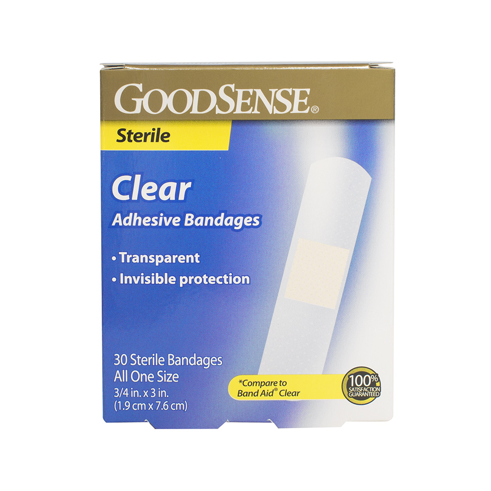 GoodSense® Clear Sterile Adhesive Bandages 3/4"x 3", 30 ea
