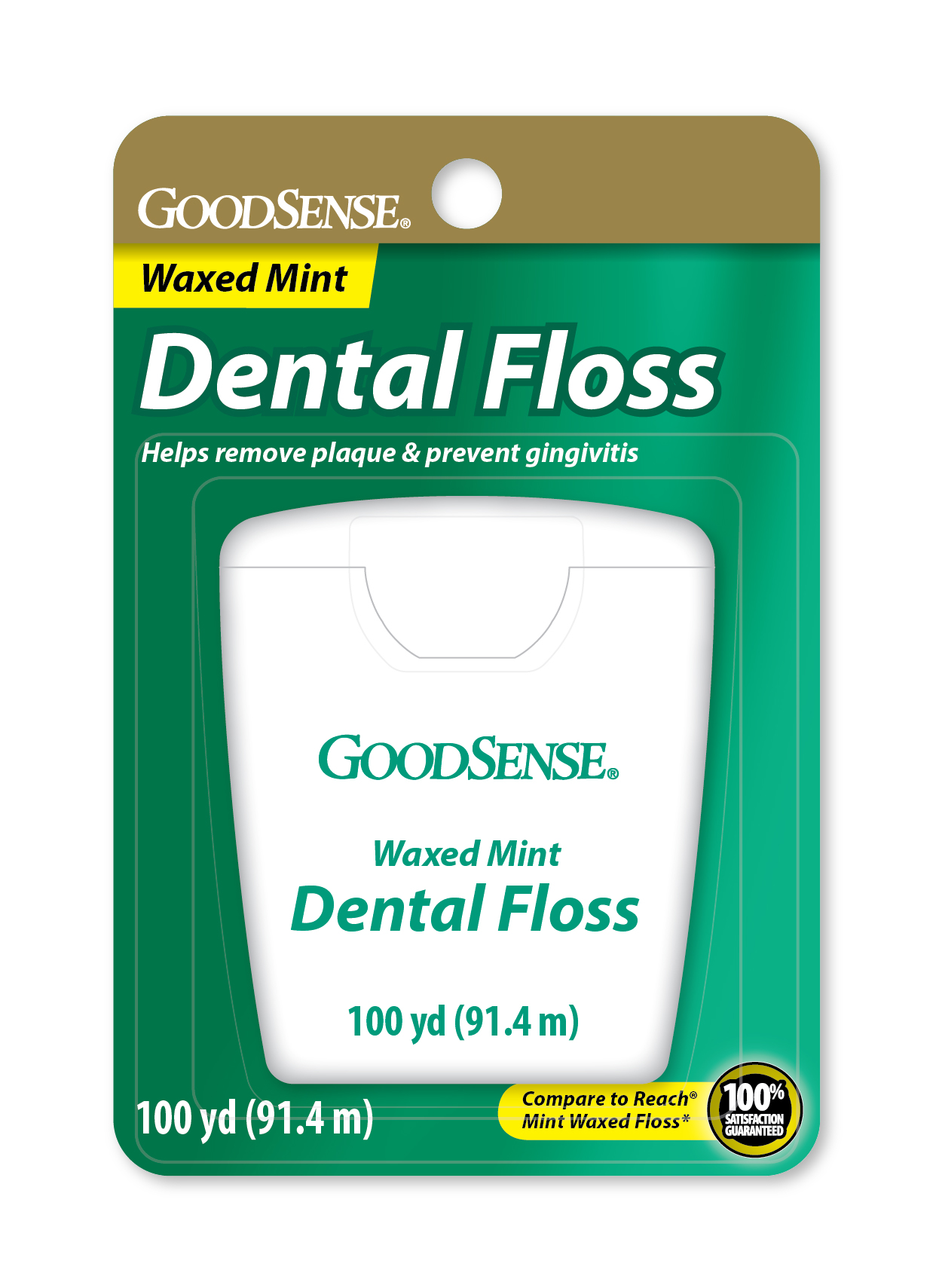 GoodSense® Waxed Mint Dental Floss, 100 yd/each