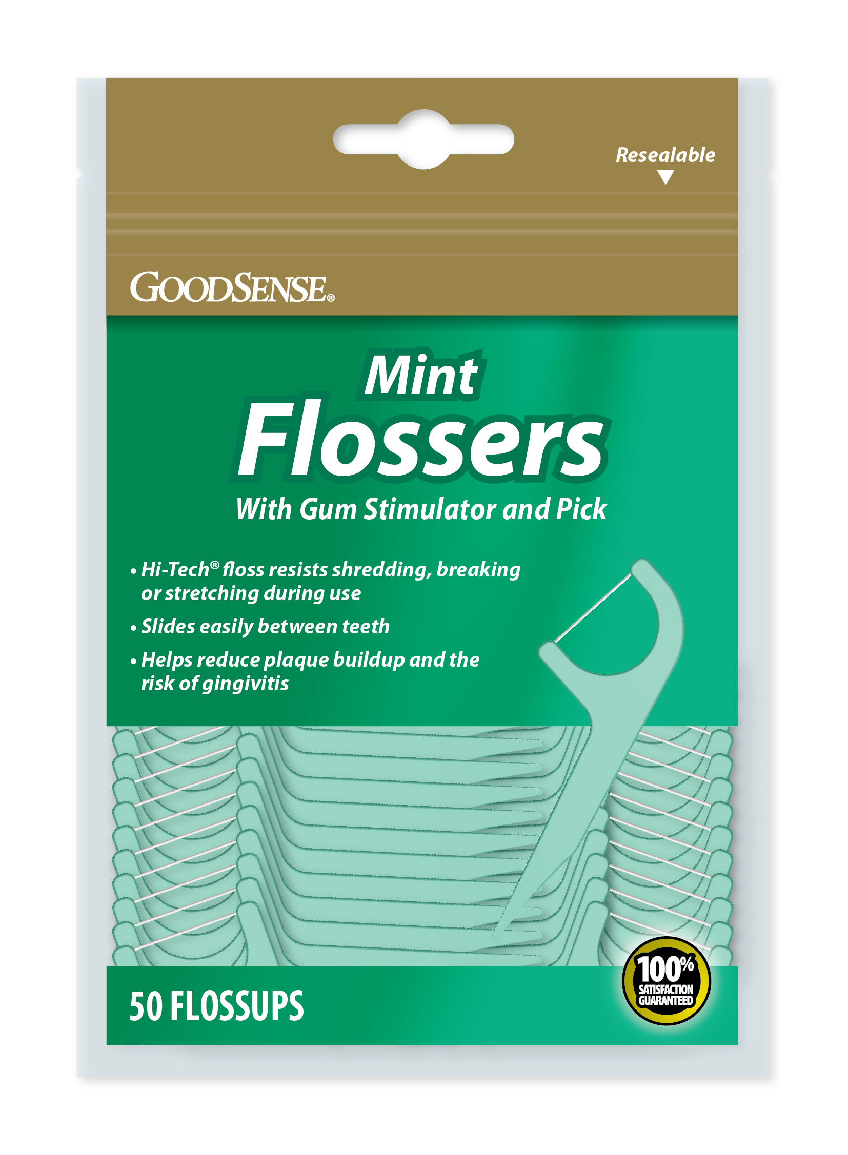 GoodSense® Mint Flossers with Gum Stimulator and Pick, 50/ea