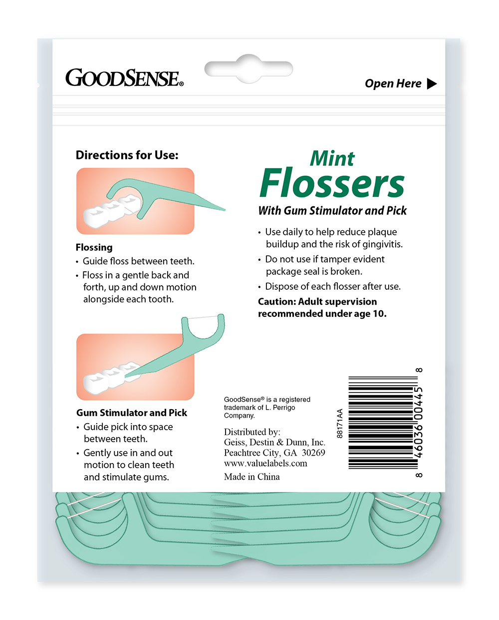 GoodSense® Mint Flossers w/Gum Stimulator & Pick Value Pk, 90 ea