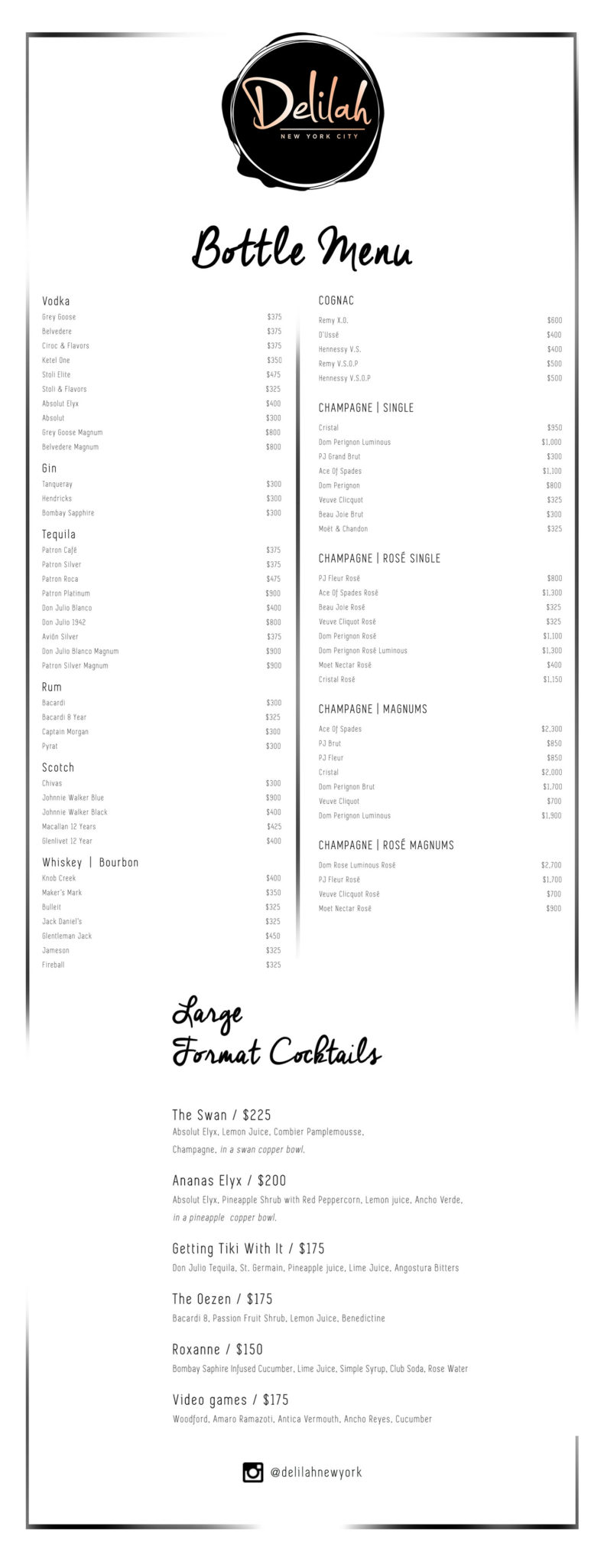 Delilah NY Bottle Service & VIP Table Reservations New York