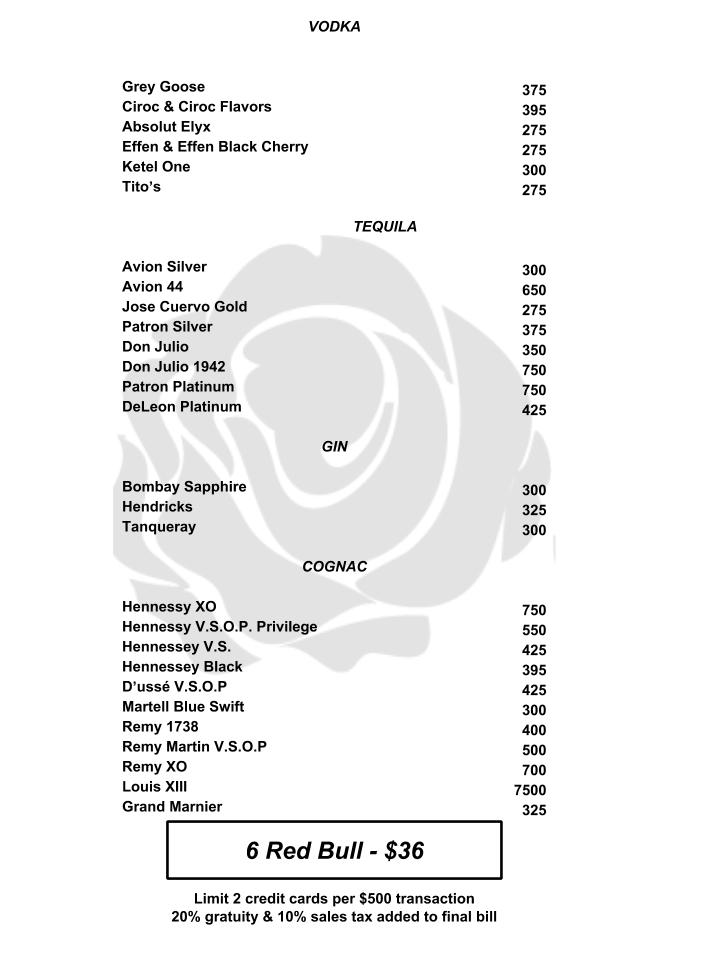 Rosebar Bottle Service & VIP Table Reservations Washington DC