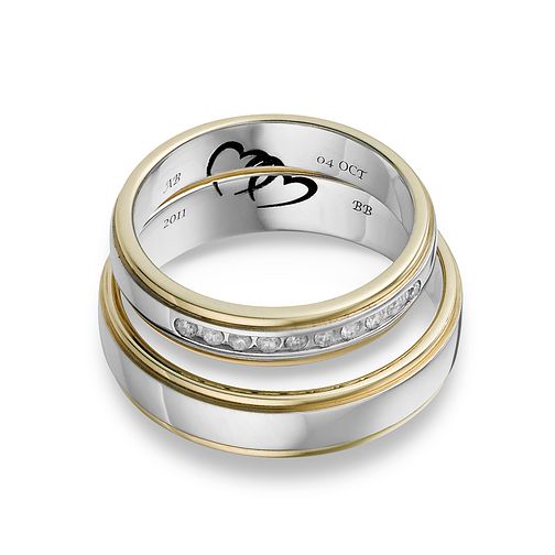 Commitment 18ct Two Colour Gold 1/10 Carat Diamond Ring Set H.Samuel