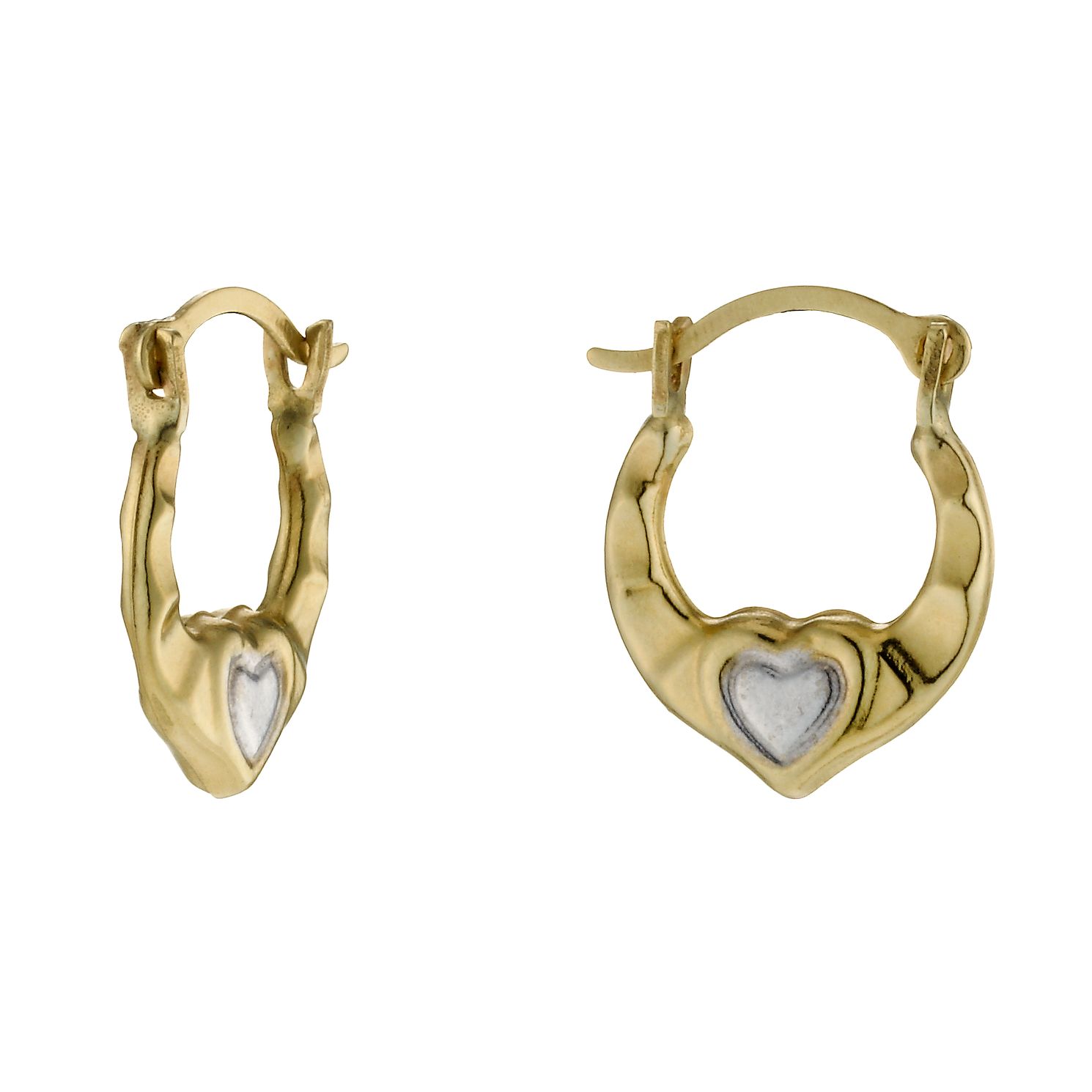 9ct Gold & RhodiumPlated Children's Small Creole Earrings H.Samuel