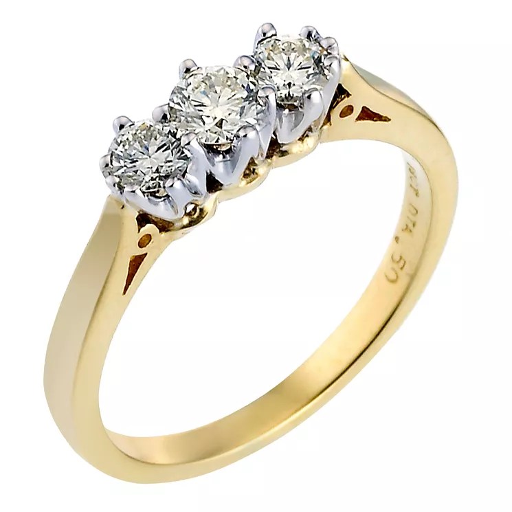 18ct Gold Half Carat Diamond Trilogy Ring H.Samuel