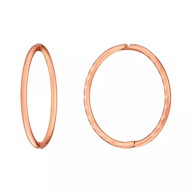 9ct Rose Gold Diamond Cut Sleeper Hoop Earrings H.Samuel