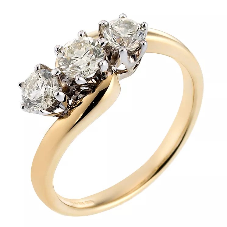 18ct Gold 1 Carat Diamond Threestone Ring H.Samuel