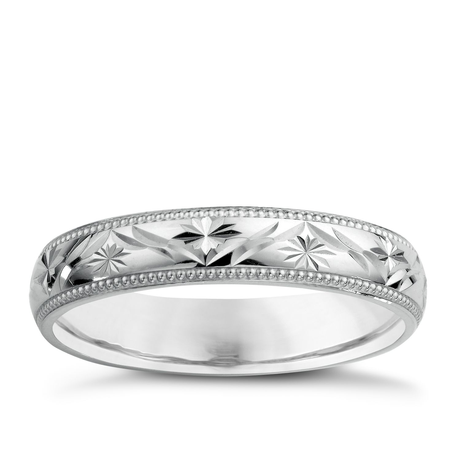 9ct White Gold Ladies' Patterned Wedding Ring H.Samuel