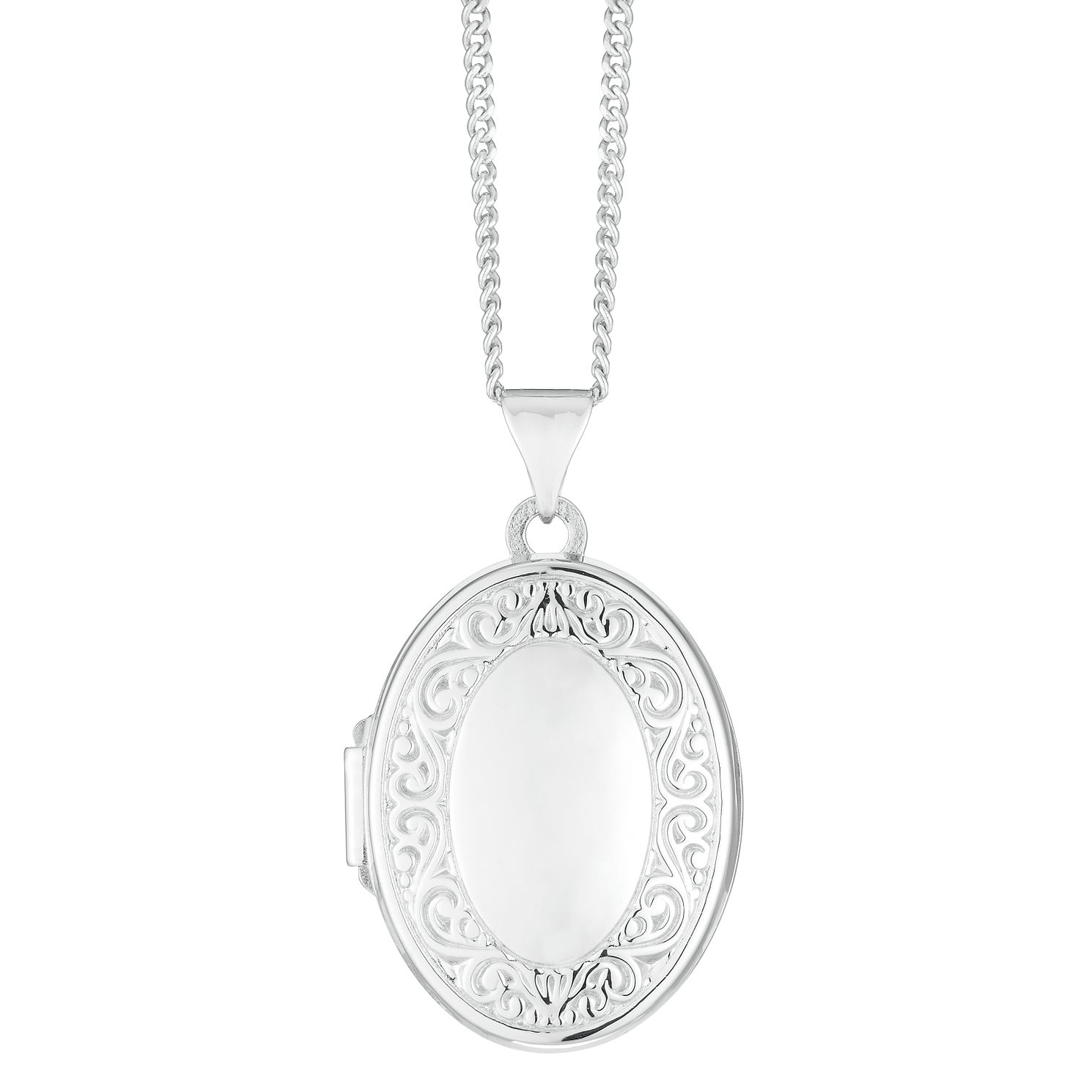 Silver Filigree Oval Shaped Embossed Locket Ernest Jones