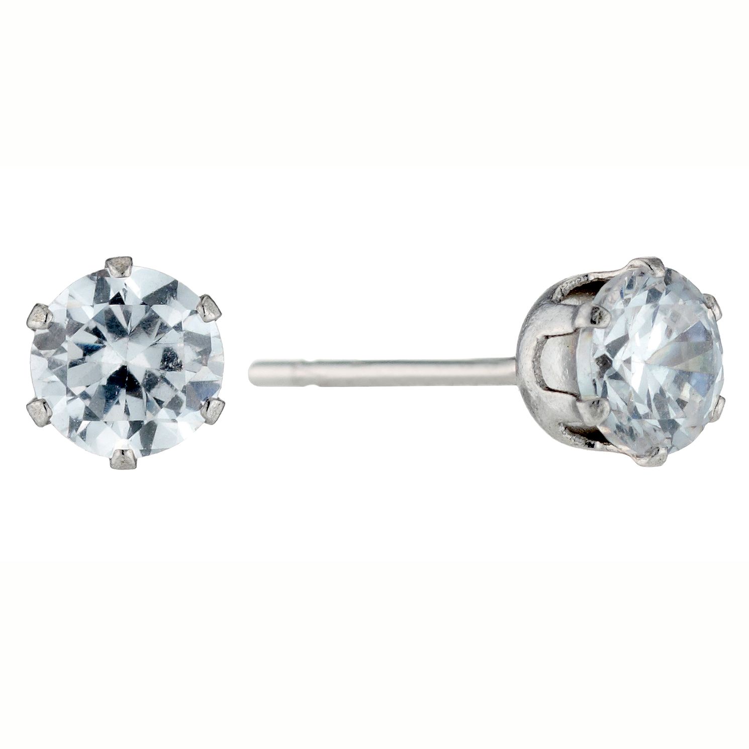 9ct White Gold Cubic Zirconia Claw Set Stud Earrings H.Samuel