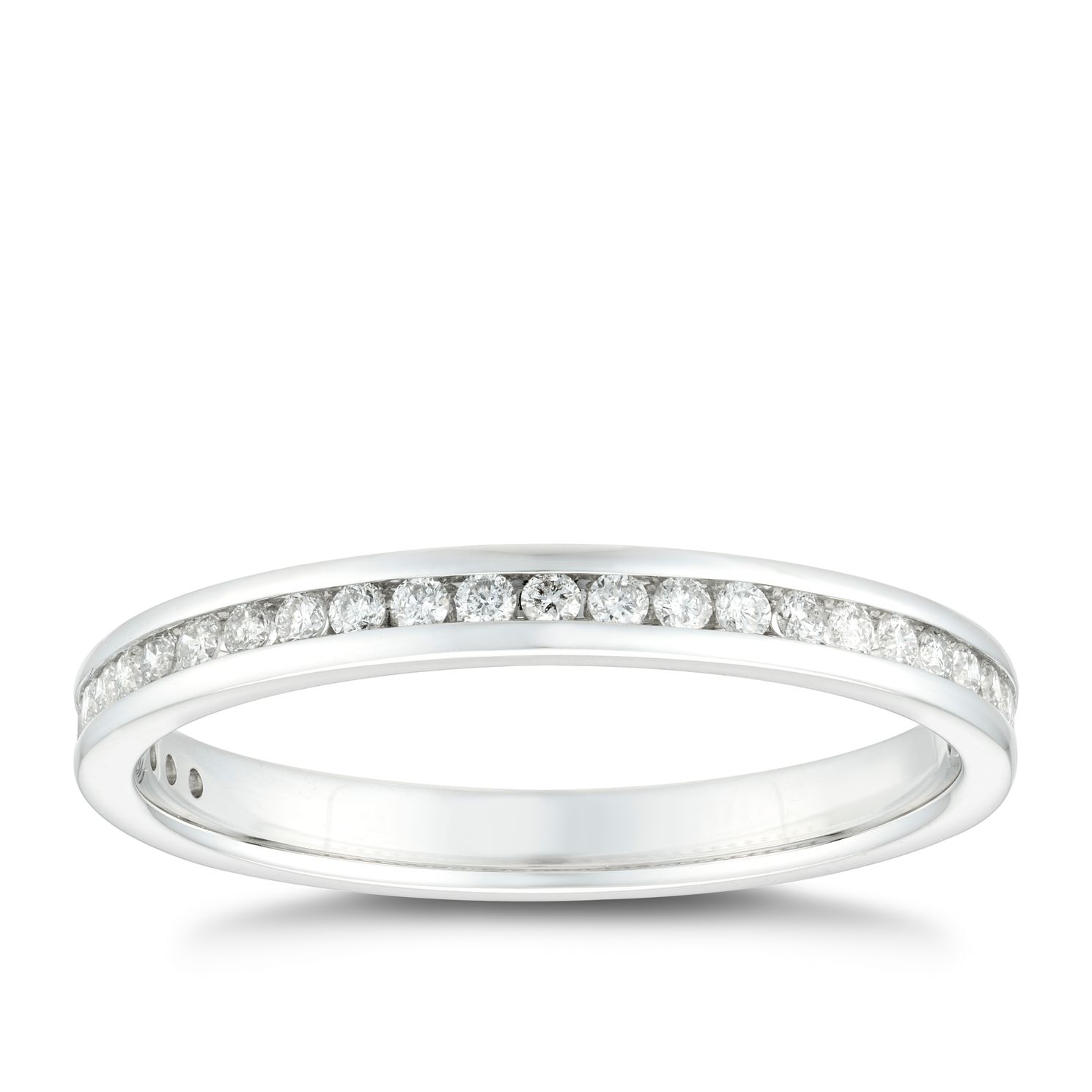 18ct White Gold 1/5ct Diamond Channel Set Wedding Ring Ernest Jones
