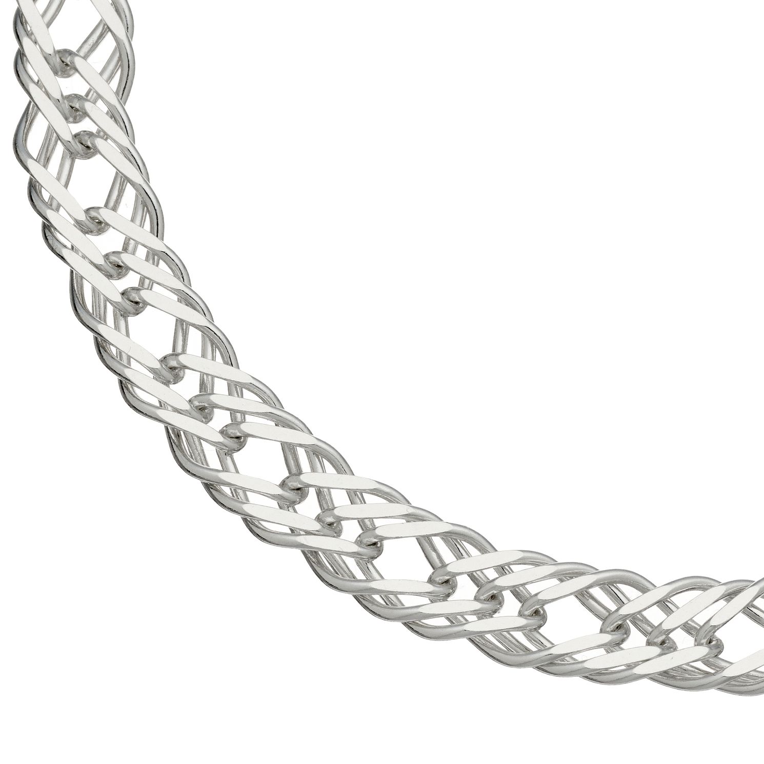 Silver Double Curb Chain Bracelet 7.5" H.Samuel