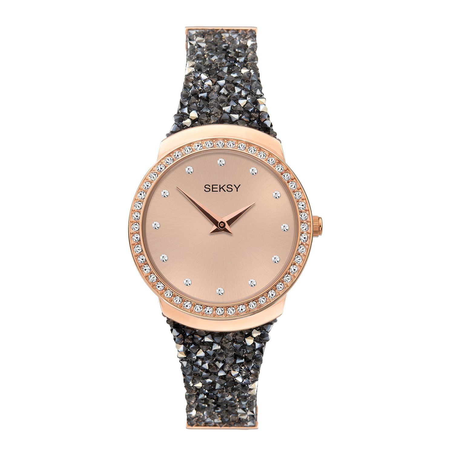 Seksy Rocks Black Swarovski StoneSet Strap Watch H.Samuel