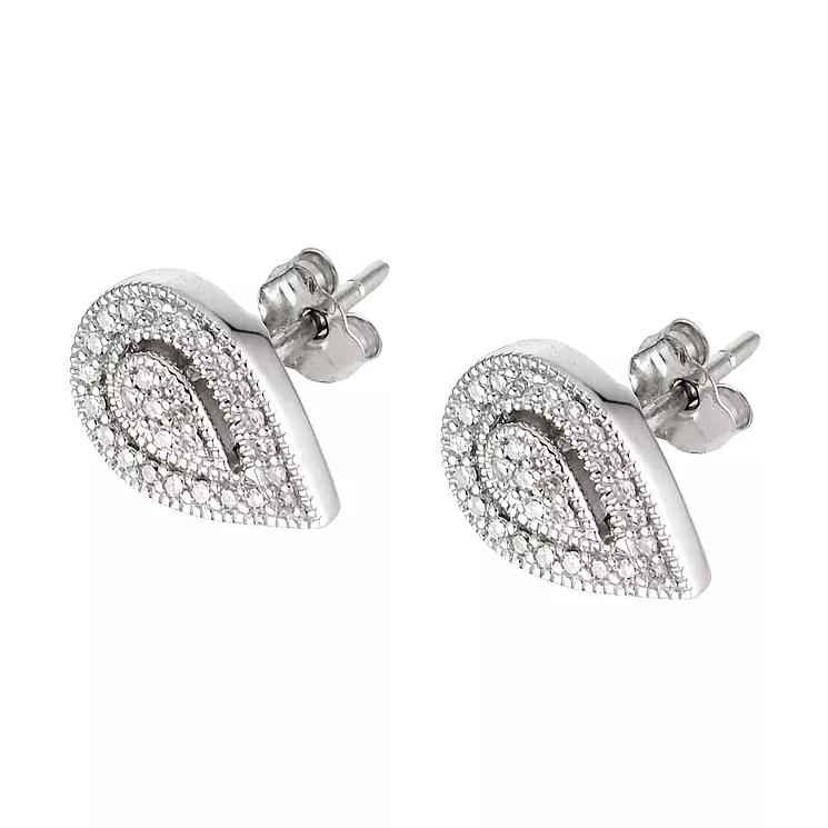 9ct white gold diamond stud earrings Ernest Jones