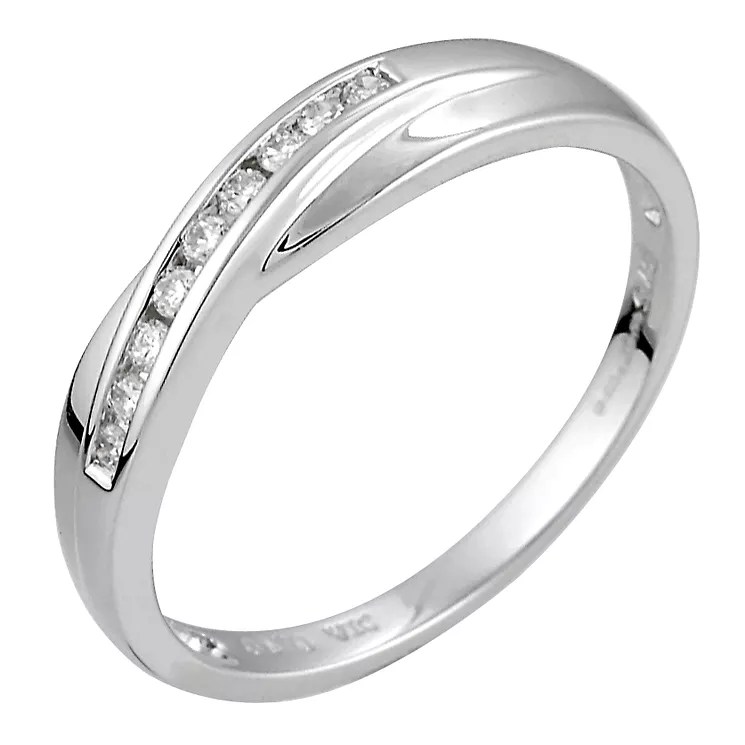 Ladies' 9ct White Gold Diamond Set Crossover Ring H.Samuel
