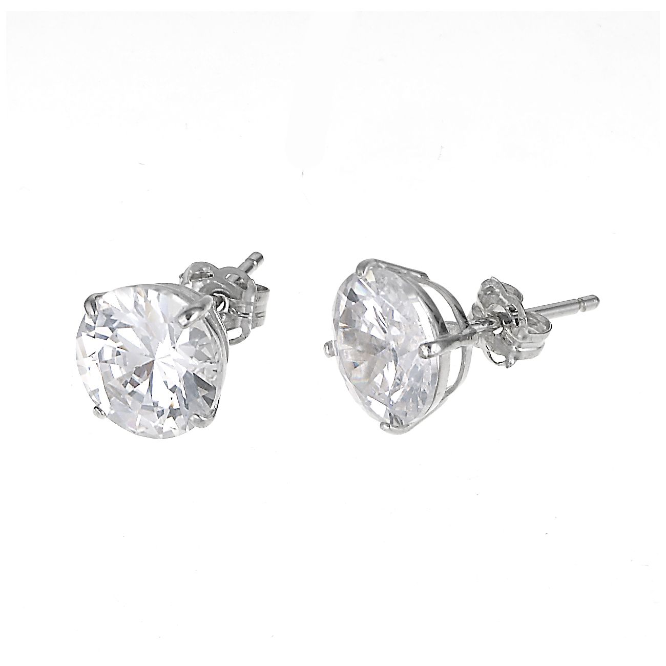 9ct White Gold Cubic Zirconia Round Claw Stud Earrings 9mm H.Samuel