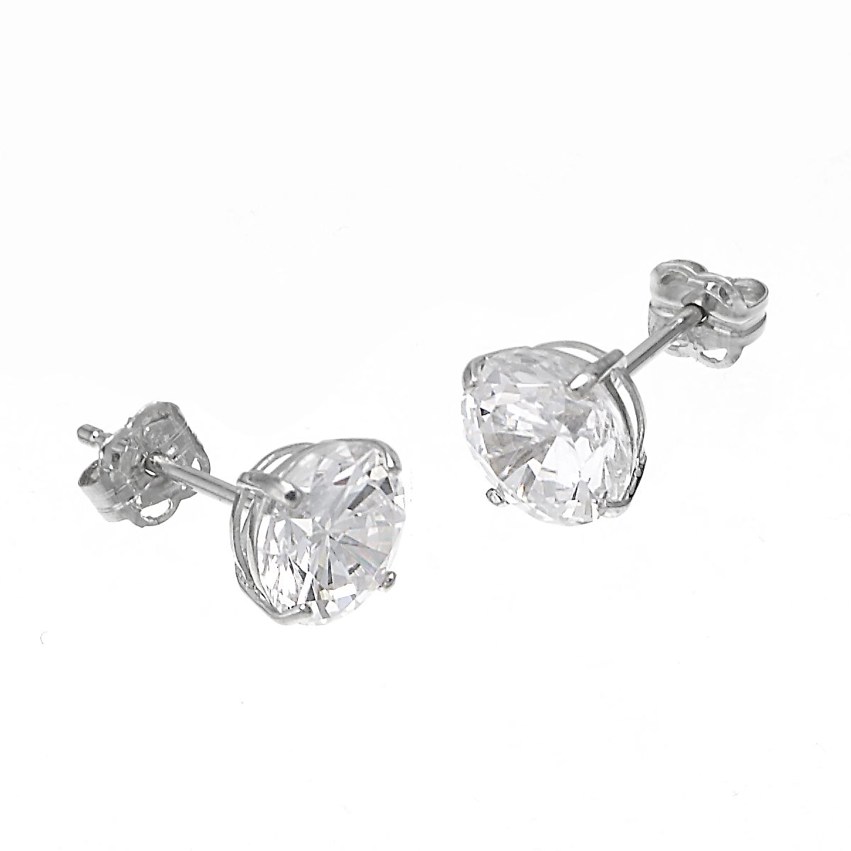 9ct White Gold Cubic Zirconia Round Claw Stud Earrings 7mm H.Samuel
