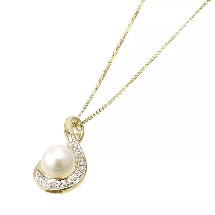 9ct Yellow Gold Cultured Freshwater Pearl Pendant H.Samuel