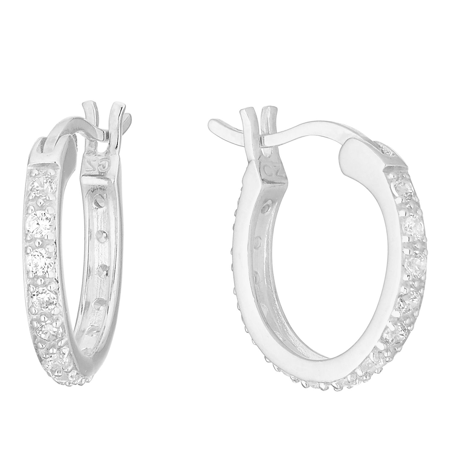Silver Cubic Zirconia 12mm Creole Hoop Earrings H.Samuel