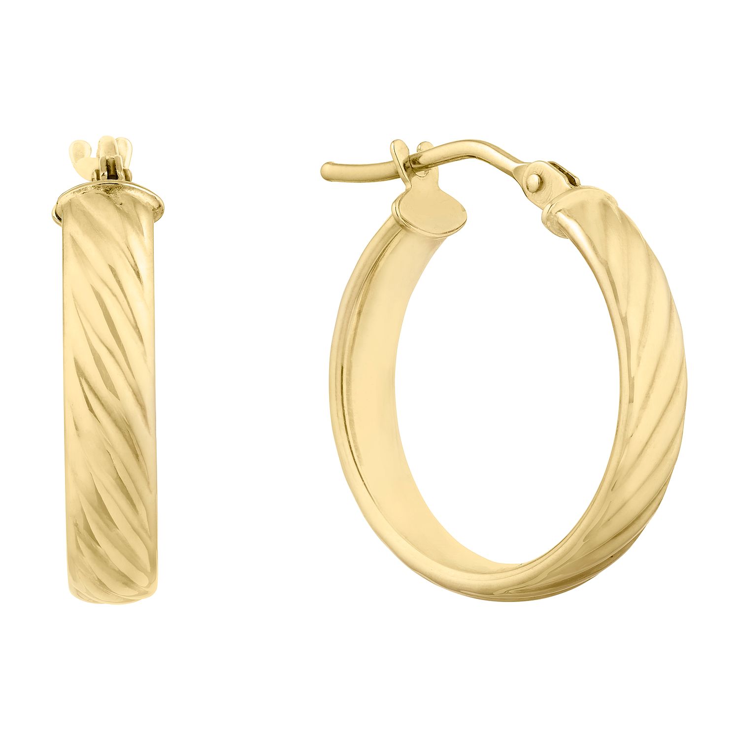 9ct Yellow Gold Striped Creoles Hoop Earrings H.Samuel