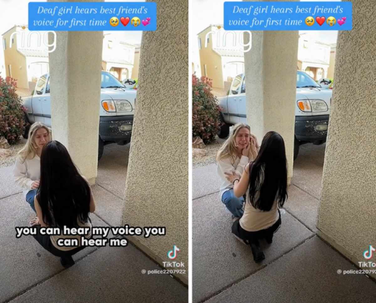 Deaf girl hears her best friend's voice for the very first time — and