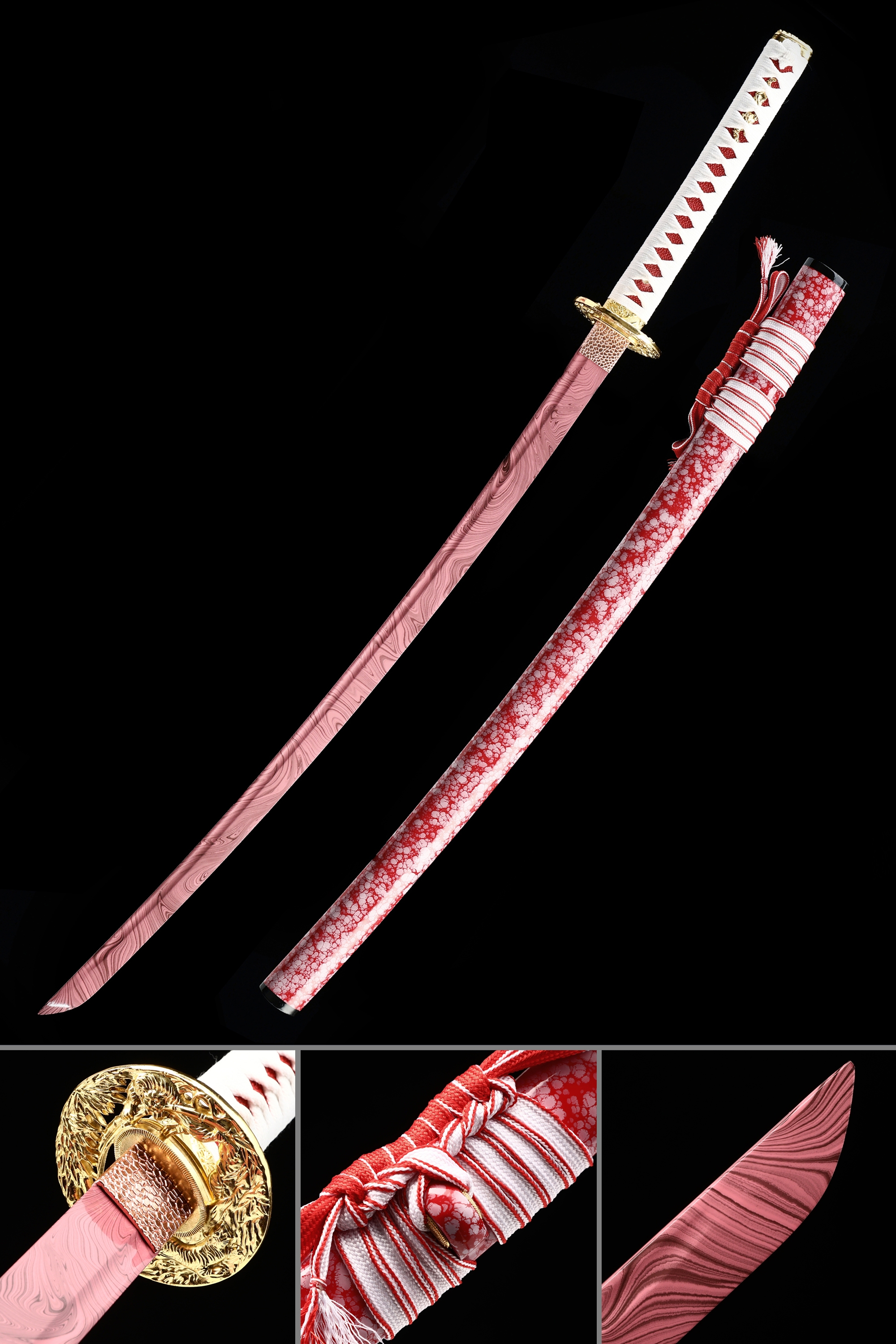 Red Katana Handmade Japanese Katana Sword With Red Blade And Scabbard TrueKatana
