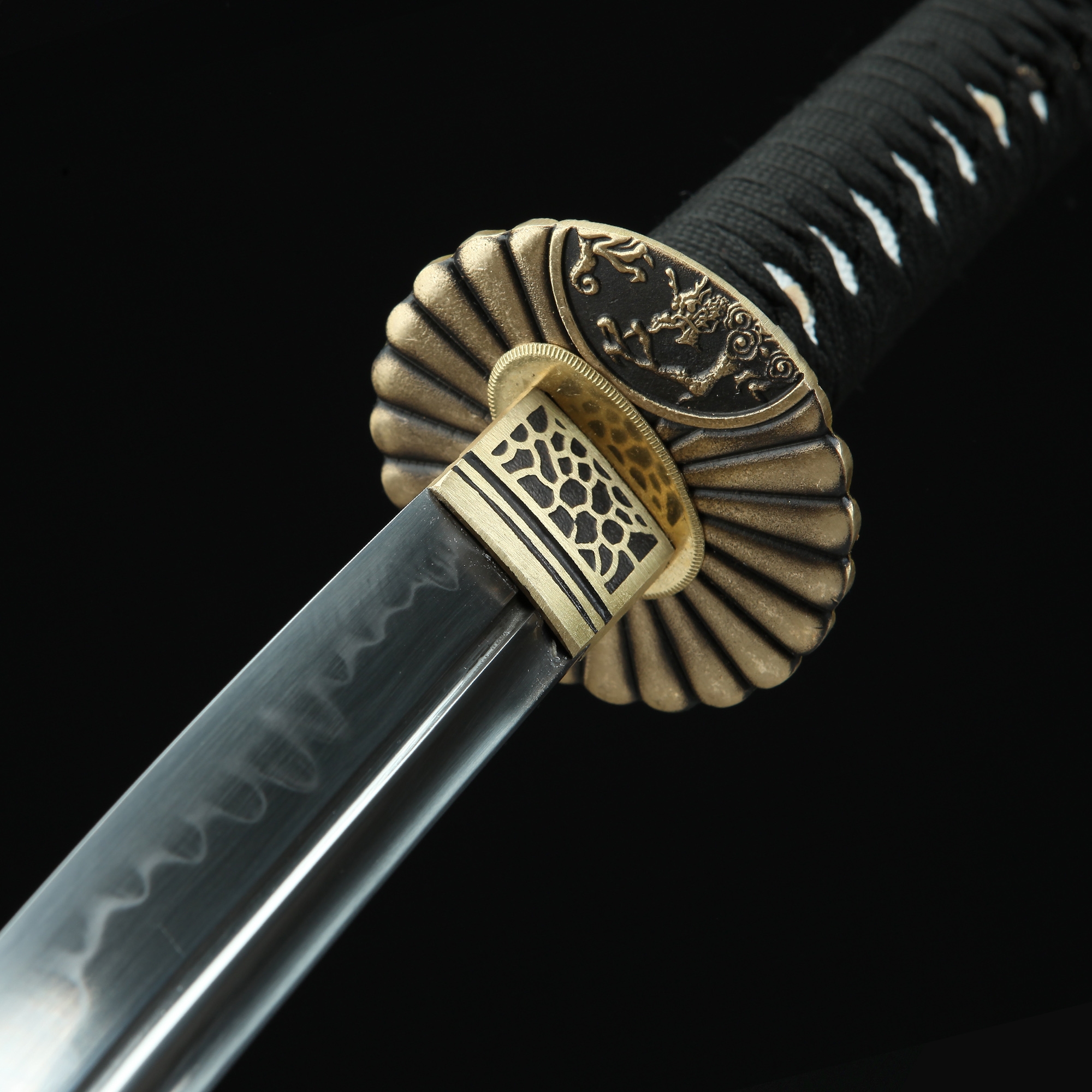 Green Wakizashi Highperformance T10 Carbon Steel Real Hamon Japanese