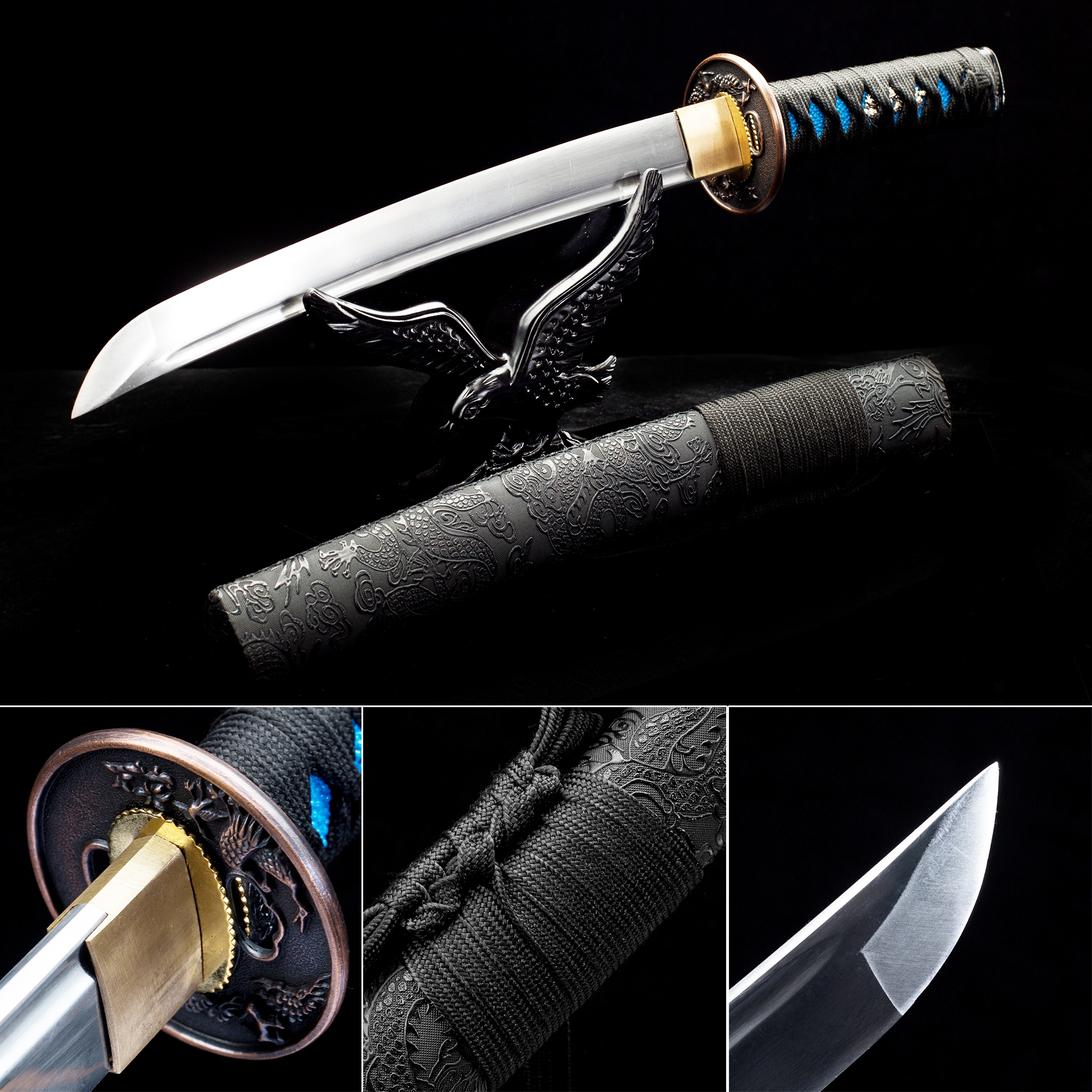 Handmade High Manganese Steel Sharpening Blade Japanese Tanto Swords