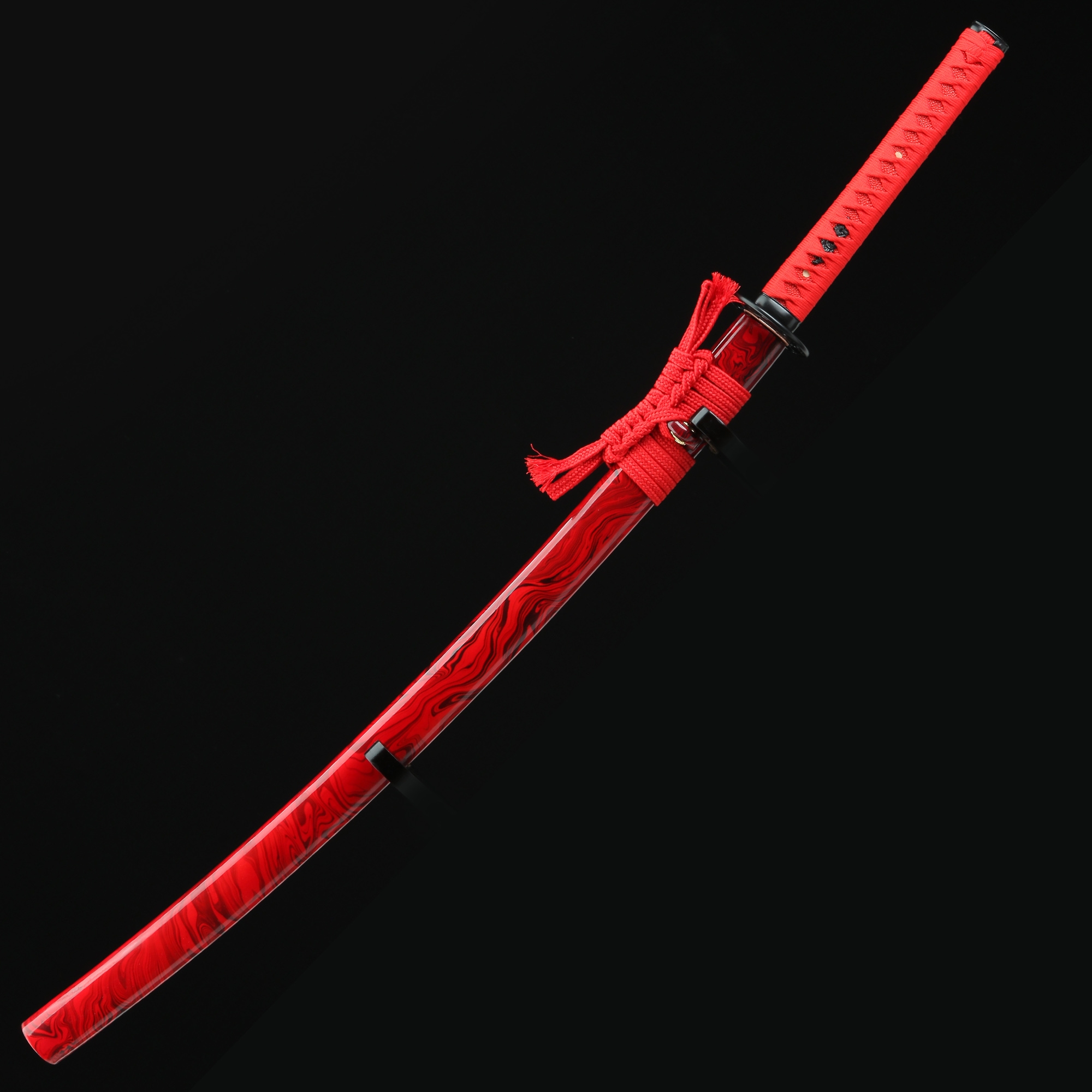 Red Katana Handmade Japanese Samurai Sword Spring Steel With Red