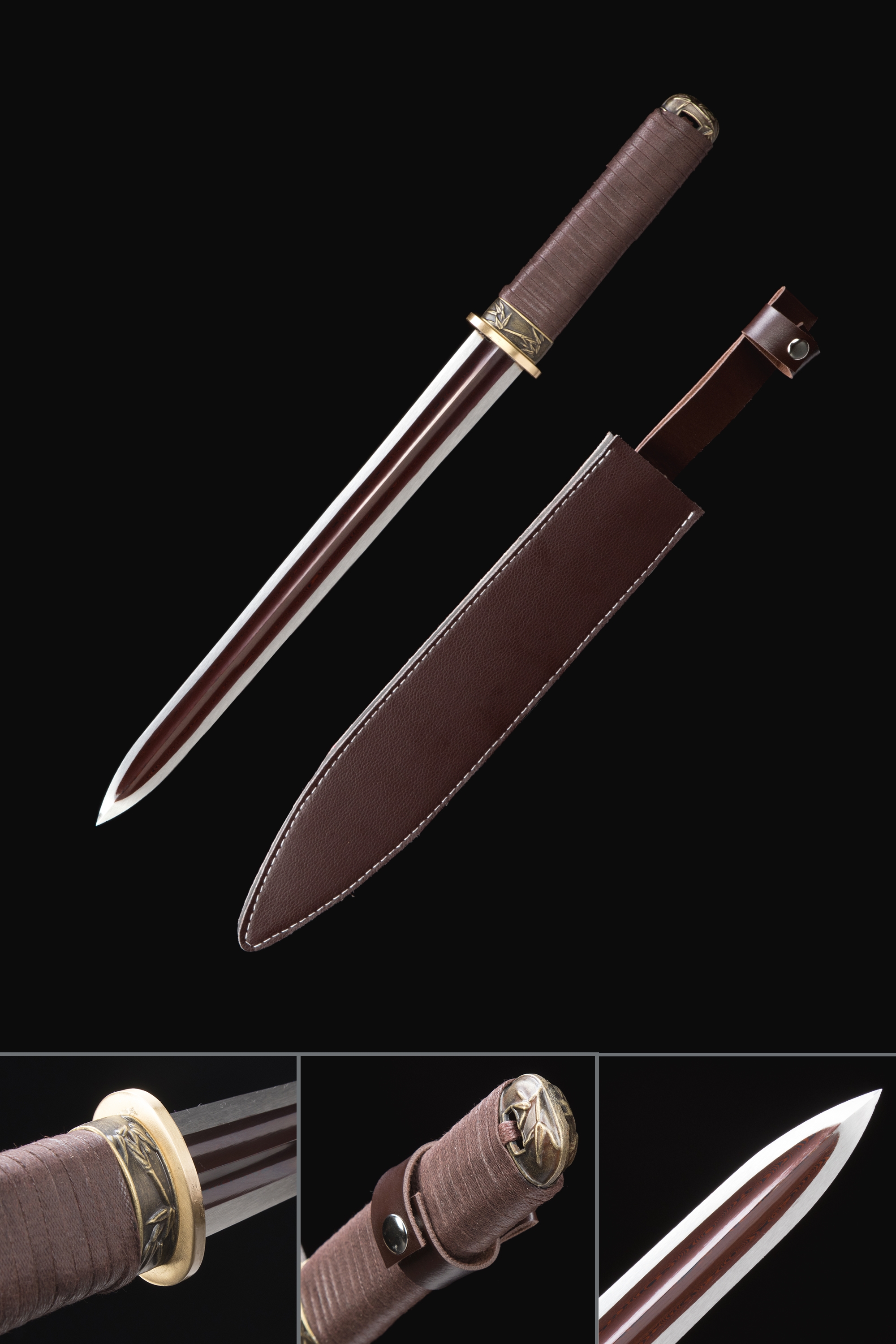 Chinese Dagger Double Edge Short Tanto Sword, Handmade Chinese Dagger