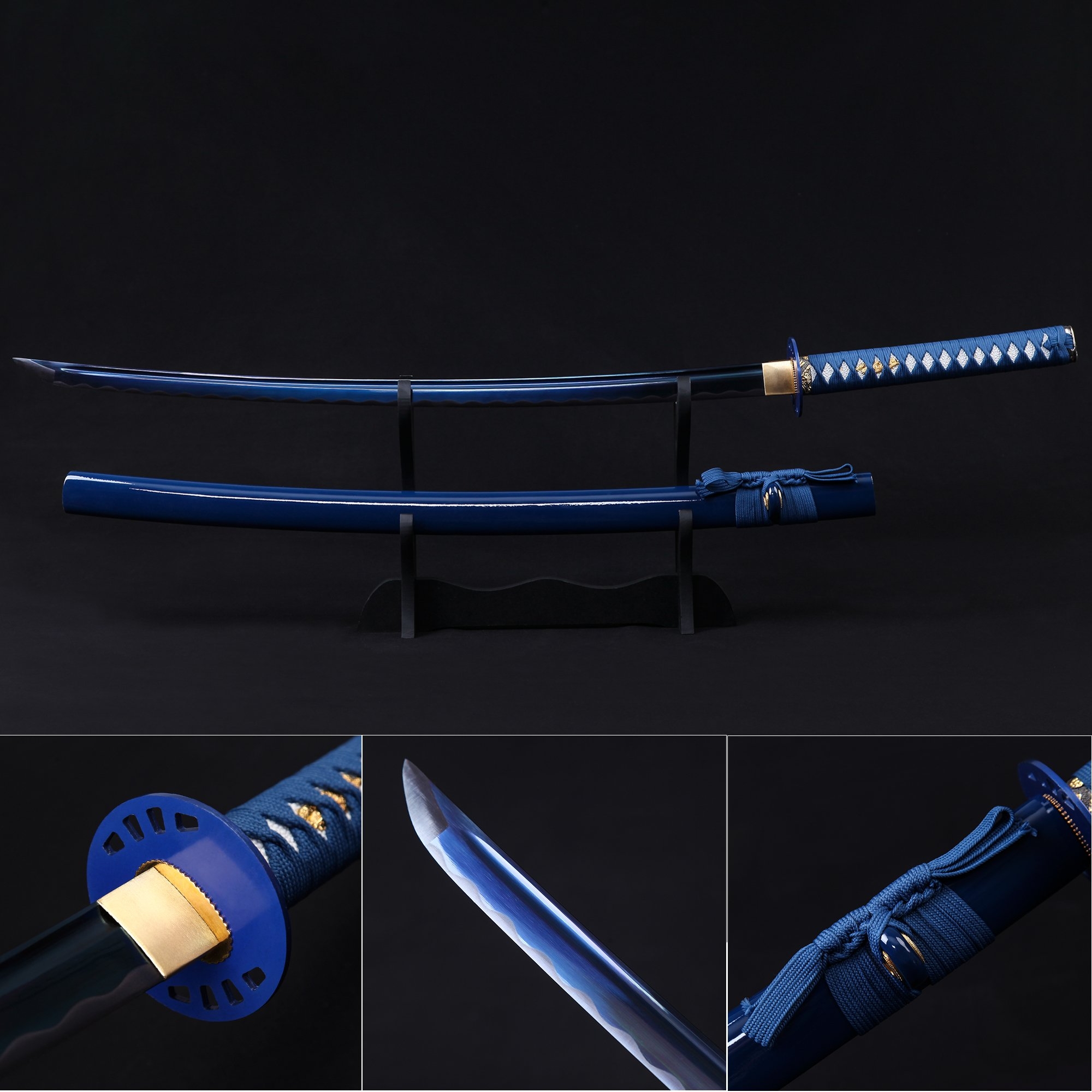 Blue Blade Katana, Handmade Blue Japanese Katana Sword With Blue Scabbard TrueKatana