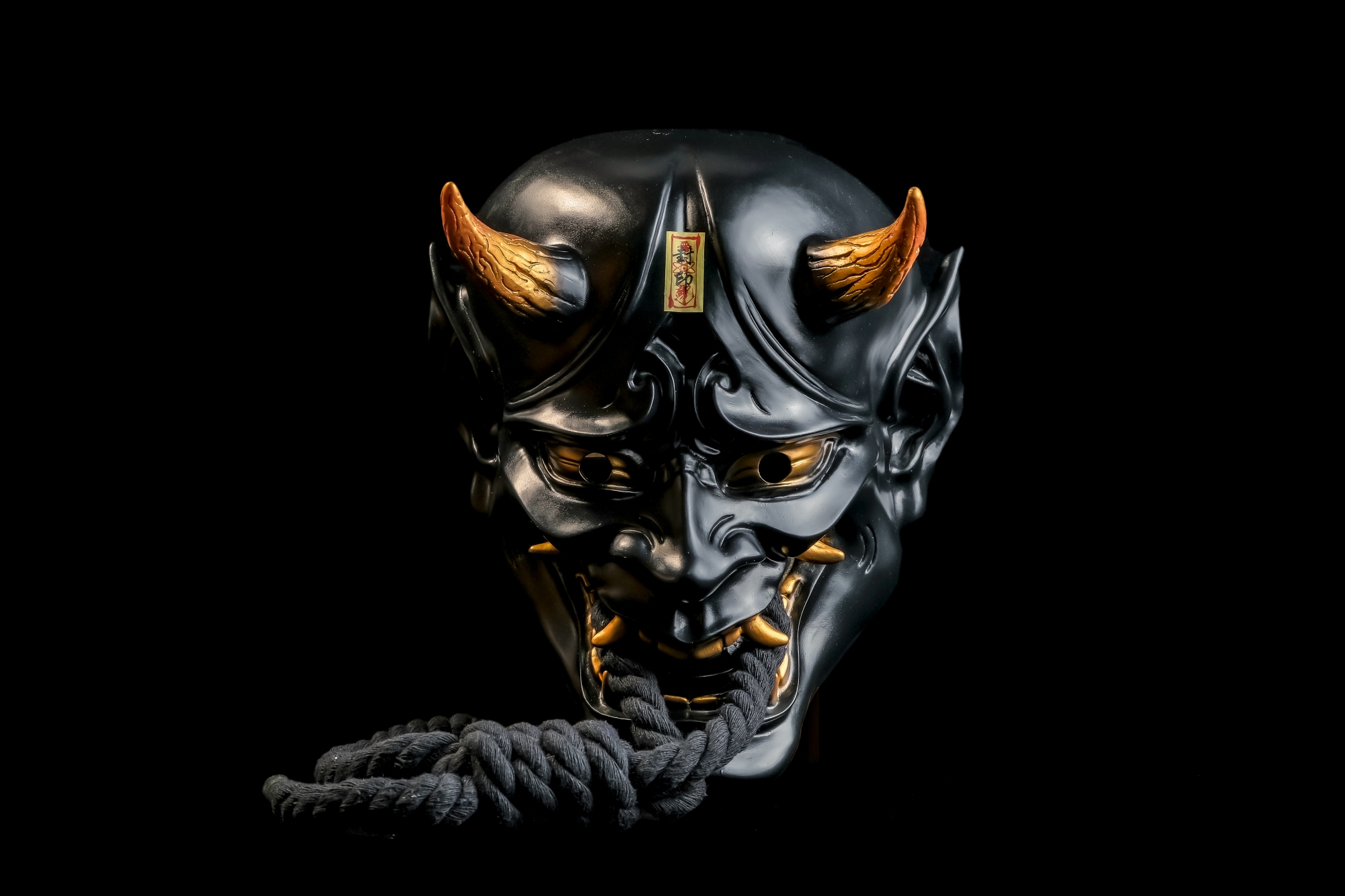 Japanese Demon Mask Black Japanese Demon Mask TrueKatana