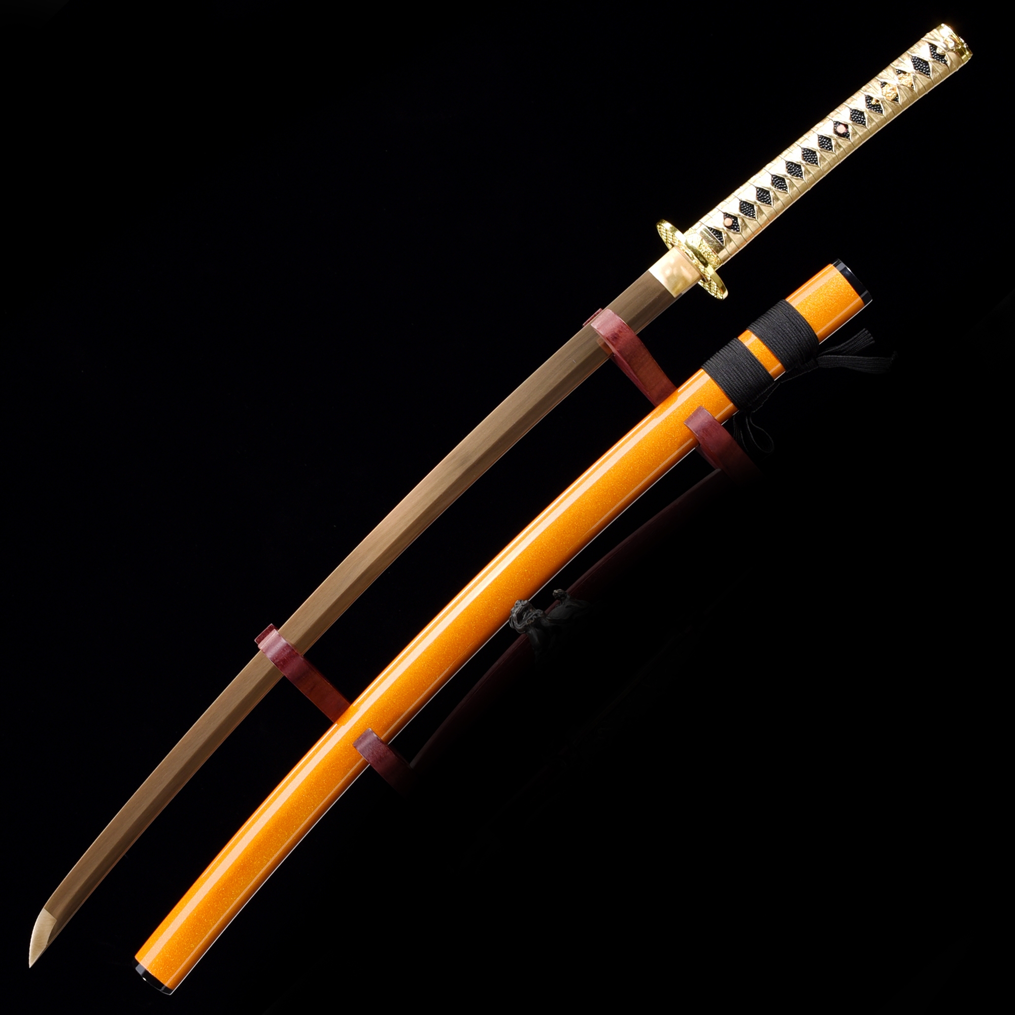 Orange Katana Handmade Japanese Katana Sword 1045 Carbon Steel With