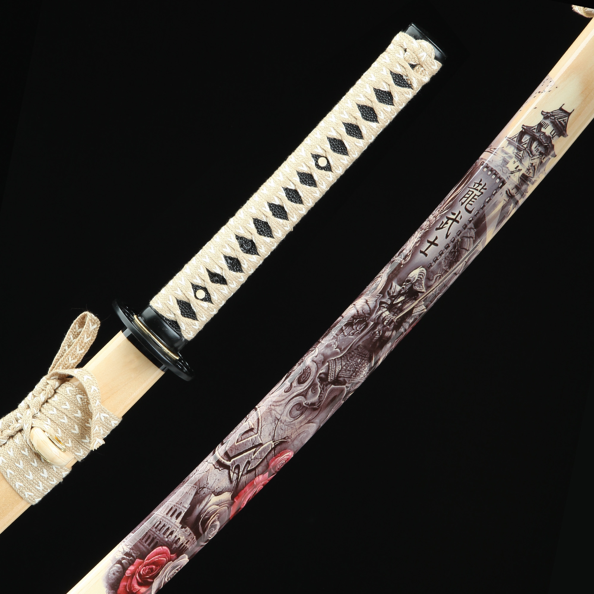 1095 Carbon Steel Katana Handmade Japanese Katana Sword 1045 Carbon Steel With Black Blade